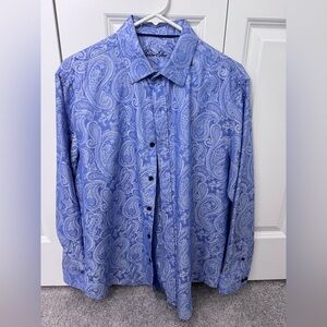 Tasso Elba Light Blue Paisley Button Down Shirt